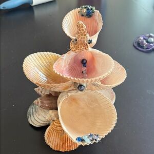 Decorative Seashell Sculpture with Beads